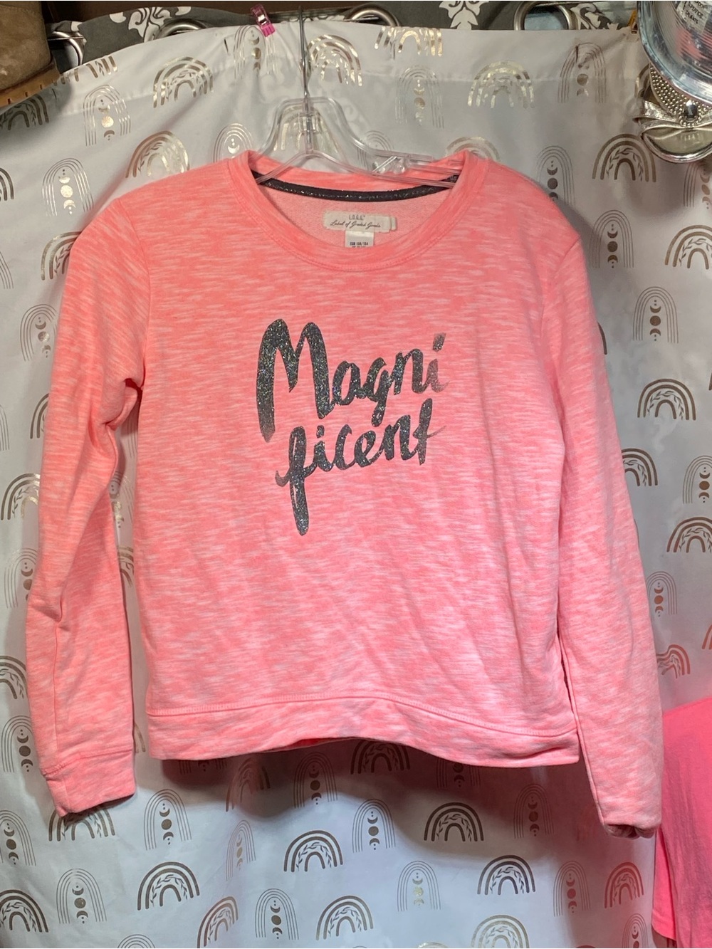 Girls' Pink 'Magnificent' Glitter Pullover Sweatshirt - Justice